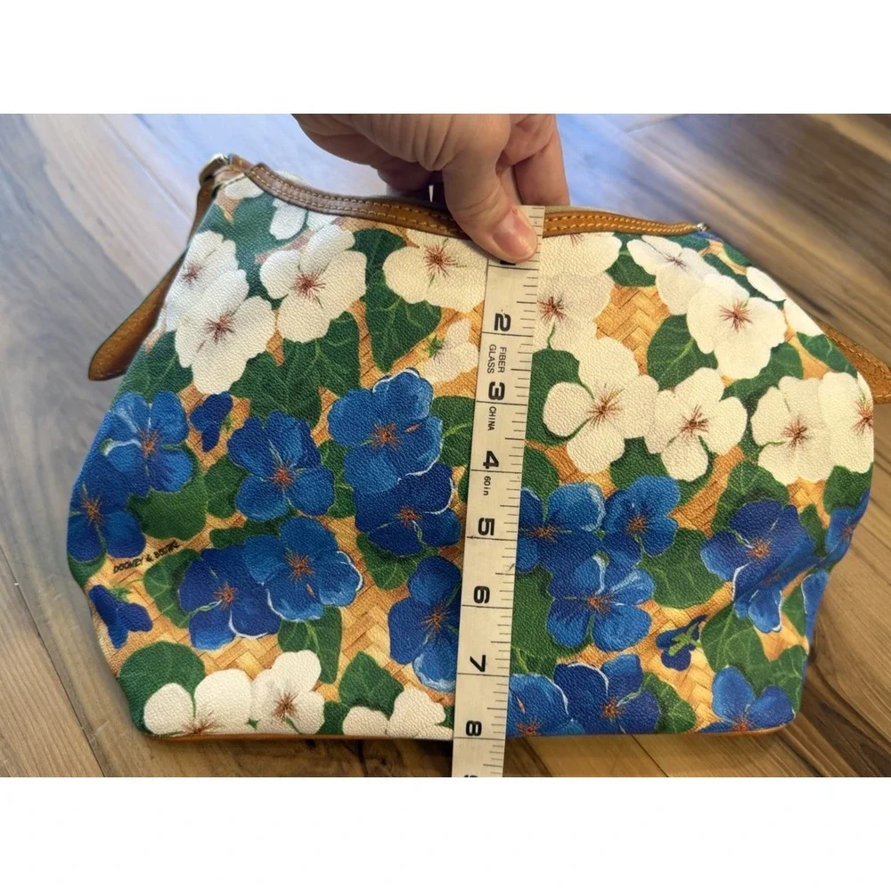Dooney & Bourke Hydrangea Basketweave Small Kiley Hobo Shoulder Bag Floral Blue